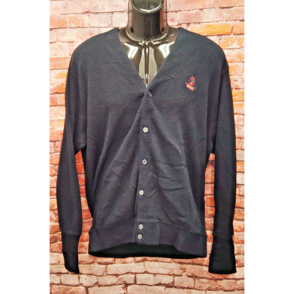 IZOD Cardigan Sweater Men's Size XL Black Knit Long Sleeve V Neck Button Front - Picture 1 of 6